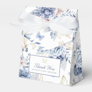 Gold & Blue Little Butterflies Boy Baby Shower Favor Boxes