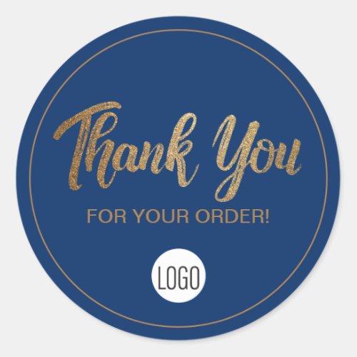 Gold blue Logo here Thank you for your Order  Classic Round Sticker