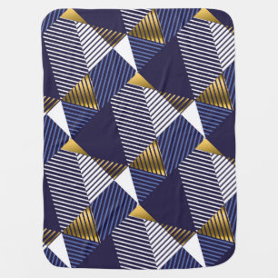 Gold Blue Luxury: Geometric Seamless Pattern Baby Blanket
