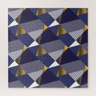 Gold Blue Luxury: Geometric Seamless Pattern Jigsaw Puzzle