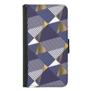 Gold Blue Luxury: Geometric Seamless Pattern Samsung Galaxy S5 Wallet Case