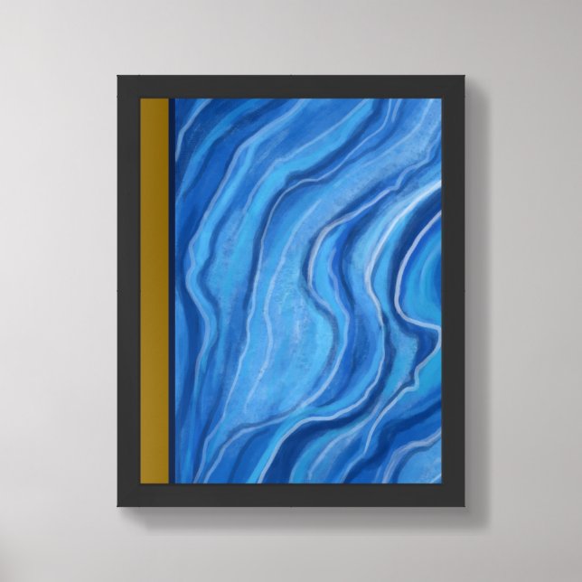 Gold Blue Marble Framed Art Print (Framed Front)