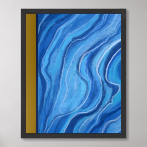 Gold Blue Marble Framed Art Print