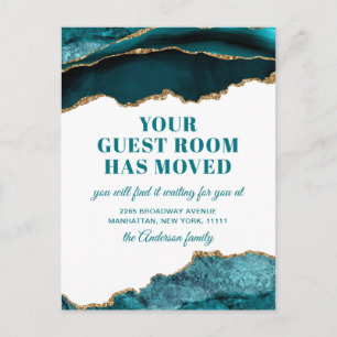 Gold Blue Marble New Address Moving Announcement Postcard