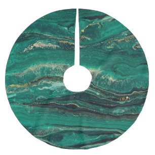 Gold Blue Marbling: Fluid Art Brushed Polyester Tree Skirt