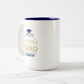 Gold & Blue | Modern Graduation Custom Gift Two-Tone Coffee Mug (Front Left)