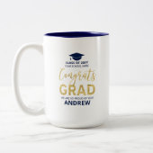 Gold & Blue | Modern Graduation Custom Gift Two-Tone Coffee Mug (Left)