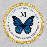 Gold Blue Monarch Butterfly Monogram Letter Name Patch<br><div class="desc">Chose ANY butterfly colors (up to 5), border and background colors on these elegant template patches! The SVG creative color options on these round DIY butterfly patches makes it easy to create any personalized color combination you desire... The unique art design hand illustrated by Raphaela Wilson depicts an elegant blue...</div>