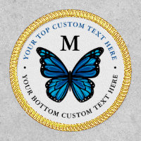 Gold Blue Monarch Butterfly Monogram Letter Name