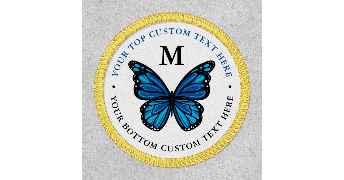 Download Gold Blue Monarch Butterfly Monogram Letter Name Patch Zazzle Com