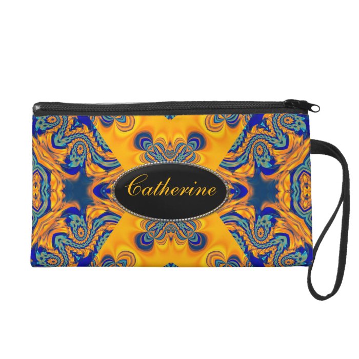 Gold+Blue Neon Batik Wristlet Bags