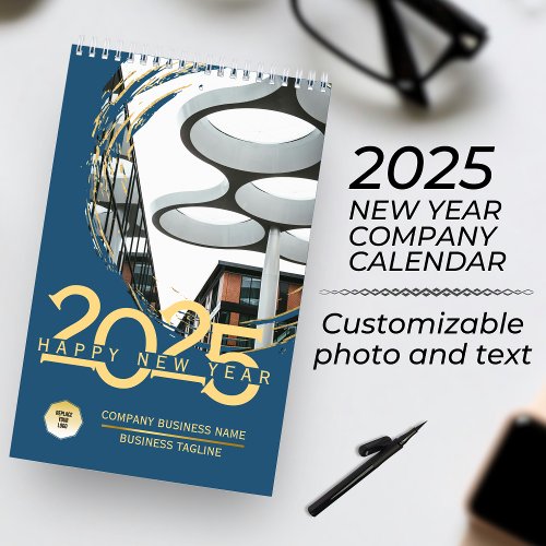 Gold  Blue New Year Customize Business Calendar 