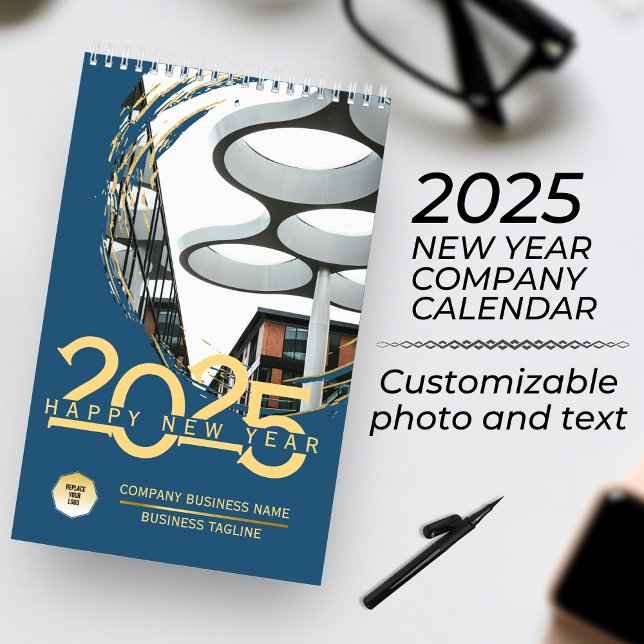 Gold & Blue New Year Customize Business Calendar  (Creator Uploaded)