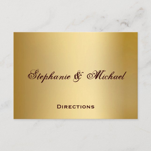 Gold Blue Ocean Wedding Directions Card (Front)