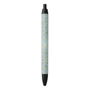 Gold Blue Ombre Leopard Print Pen