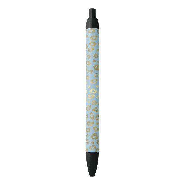 Gold Blue Ombre Leopard Print Pen (Front Vertical)
