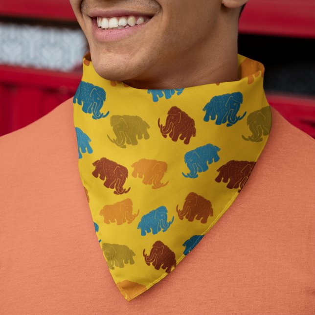 Gold, Blue, Orange Woolly Mammoths Patterned Bandana (Creator Uploaded)