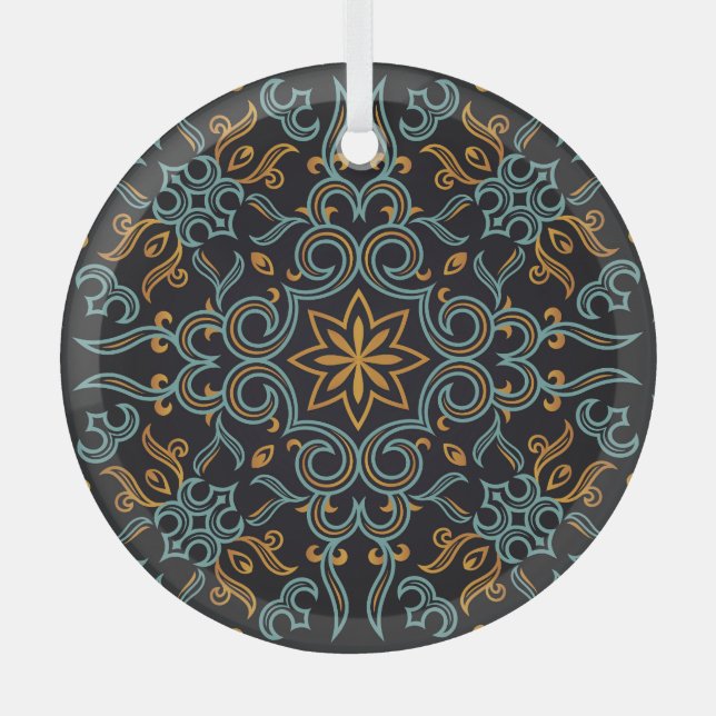Gold & Blue: Ornamental Vintage Glass Ornament (Front)