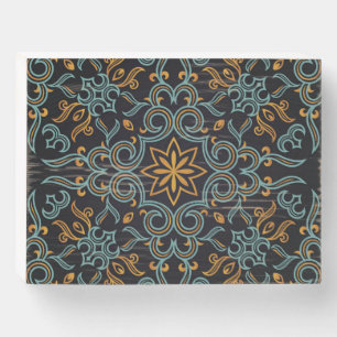 Gold & Blue: Ornamental Vintage Wooden Box Sign