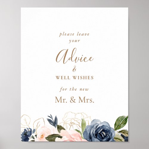 Gold Blue Pink Flowers Advice and Well Wishes  Poster