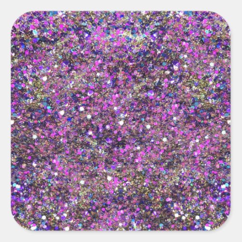 Gold Blue Pink Glitter Glamorous Blank Template Square Sticker