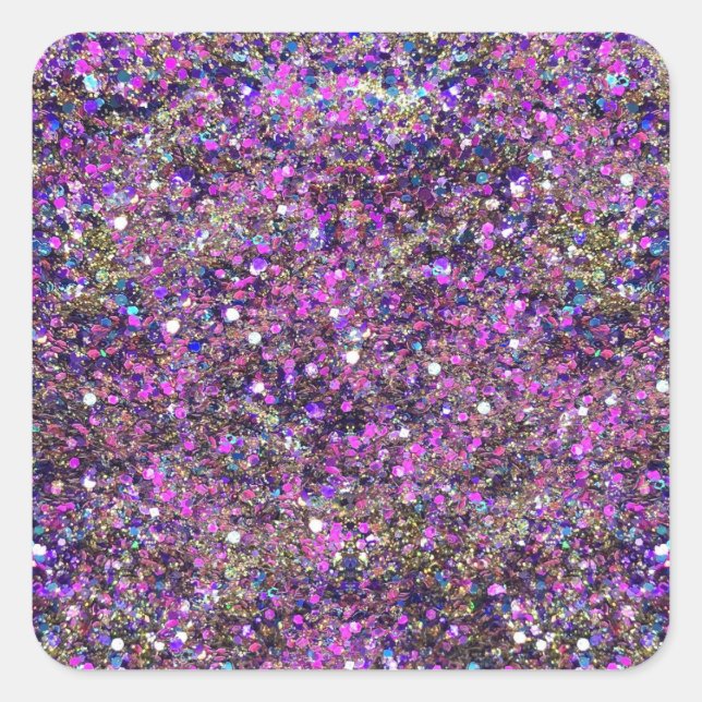 Gold Blue Pink Glitter Glamorous Blank Template Square Sticker (Front)