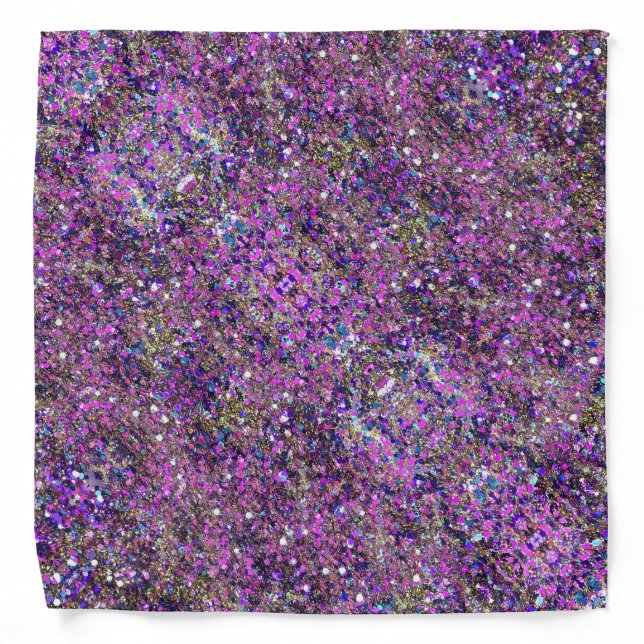 Gold Blue Pink Purple Glitter Look Trendy Template Bandana (Front)