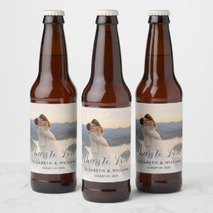 Gold & Blue Polka Dot Personalized wedding Beer Bottle Label