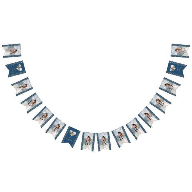Gold & Blue Polka Dot Personalized wedding Bunting Flags (All)