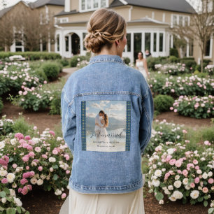 Gold & Blue Polka Dot Personalized wedding Denim Jacket