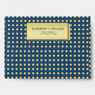 Gold & Blue Polka Dot Personalized wedding Envelope