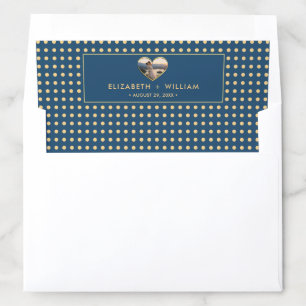 Gold & Blue Polka Dot Personalized wedding Envelope Liner