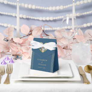 Gold & Blue Polka Dot Personalized wedding Favor Boxes