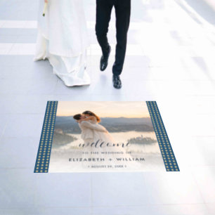 Gold & Blue Polka Dot Personalized wedding Floor Decals