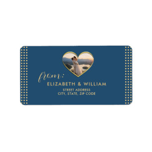 Gold & Blue Polka Dot Personalized wedding Label