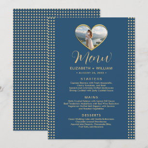 Gold & Blue Polka Dot Personalized wedding Menu