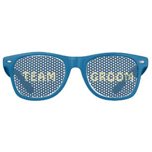 Gold & Blue Polka Dot Personalized wedding Retro Sunglasses