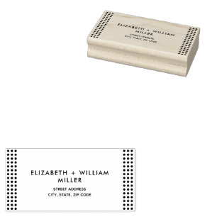 Gold & Blue Polka Dot Personalized wedding Rubber Stamp