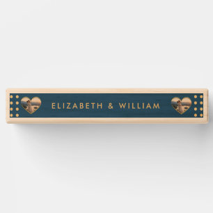 Gold & Blue Polka Dot Personalized wedding Topple Tower