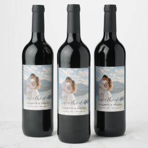 Gold & Blue Polka Dot Personalized wedding Wine Label