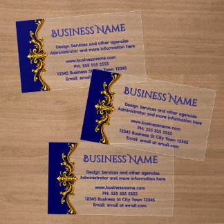 Gold Blue Professional Elegant Official Ornate Clear Business Cards
