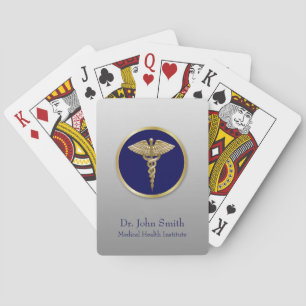 Gold Blue Professional Medical Caduceus Poker Cards
