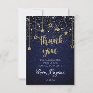 Gold Blue Prom Under Stars Starry Night Birthday Thank You Card