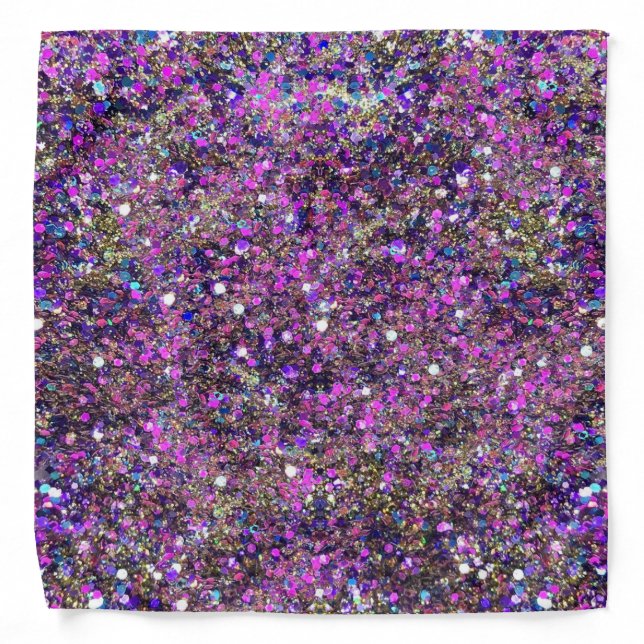 Gold Blue Purple Glitter Look Elegant Template Bandana (Front)