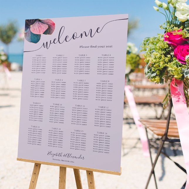 Gold Blue Purple Hydrangeas 16 Table Wedding Sign (Creator Uploaded)
