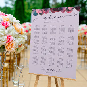 Gold Blue Purple Hydrangeas 20 Table Wedding Sign