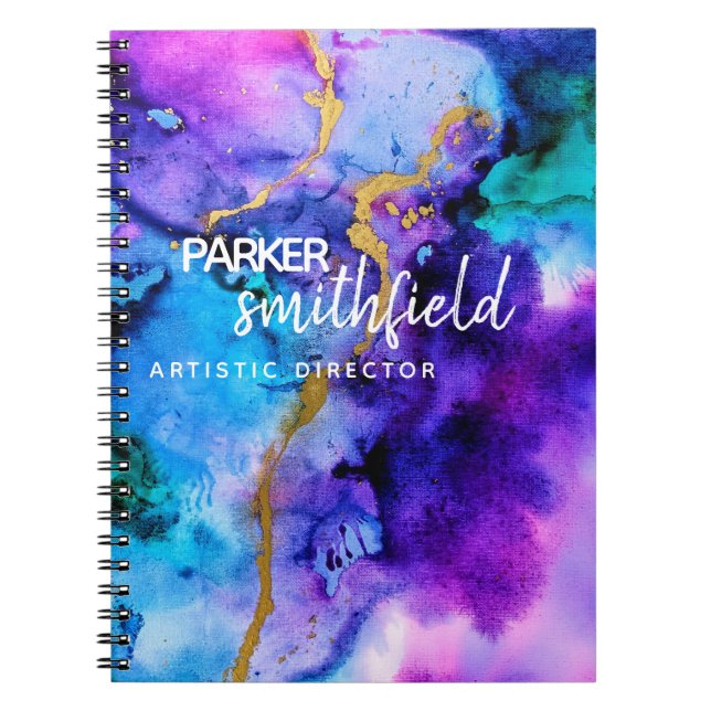 Gold Blue Purple Watercolor Notebook (Front)