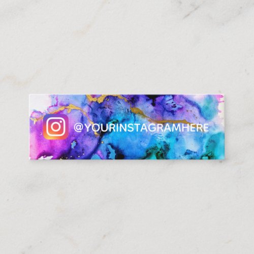 Gold Blue Purple Watercolor Social Media Instagram Mini Business Card