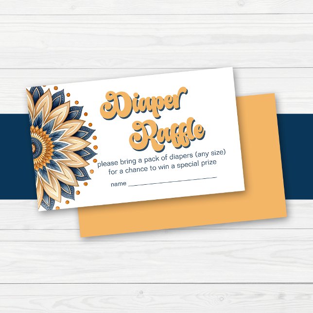 Gold Blue Retro  Diaper Raffle Enclosure Card (Creator Uploaded)