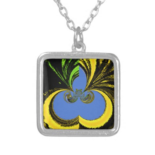 Gold Blue Silver Plated Necklace